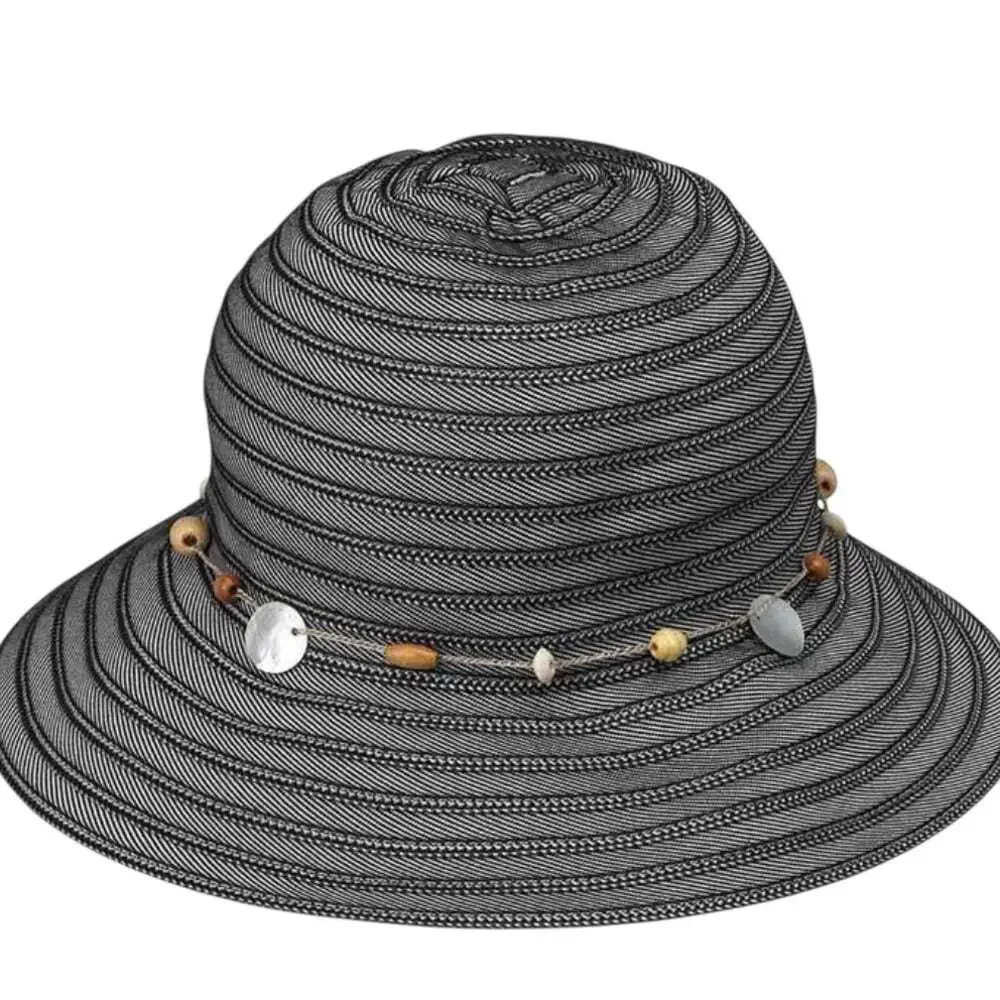 Wallaroo Coastal Ellie Black Bucket Hat Packable Sun Hat Travel Outdoor O S